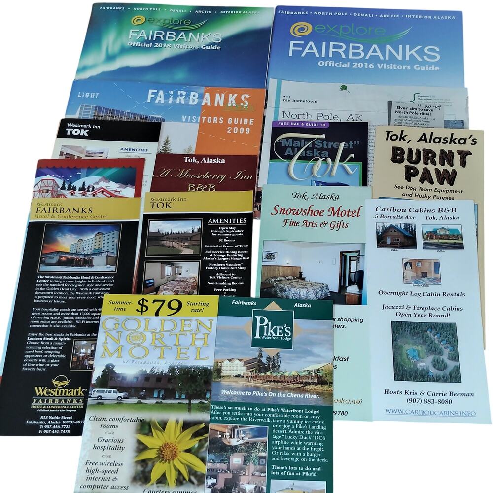 Fairbanks & Tok, Alaska Travel Brochures & Guides Lot (2009-2016)